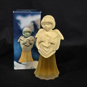 Vintage 70s Avon Decanter Bottle Angel Song w Lyre Mostly Full -Display Only